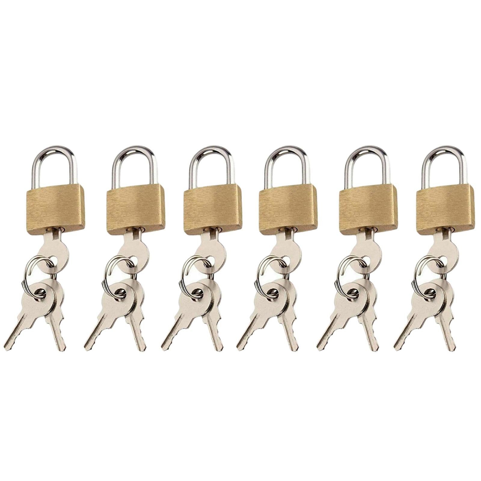 Security 20mm Brass Padlock Luggage Lock Travel Suitcase 6 Pcs