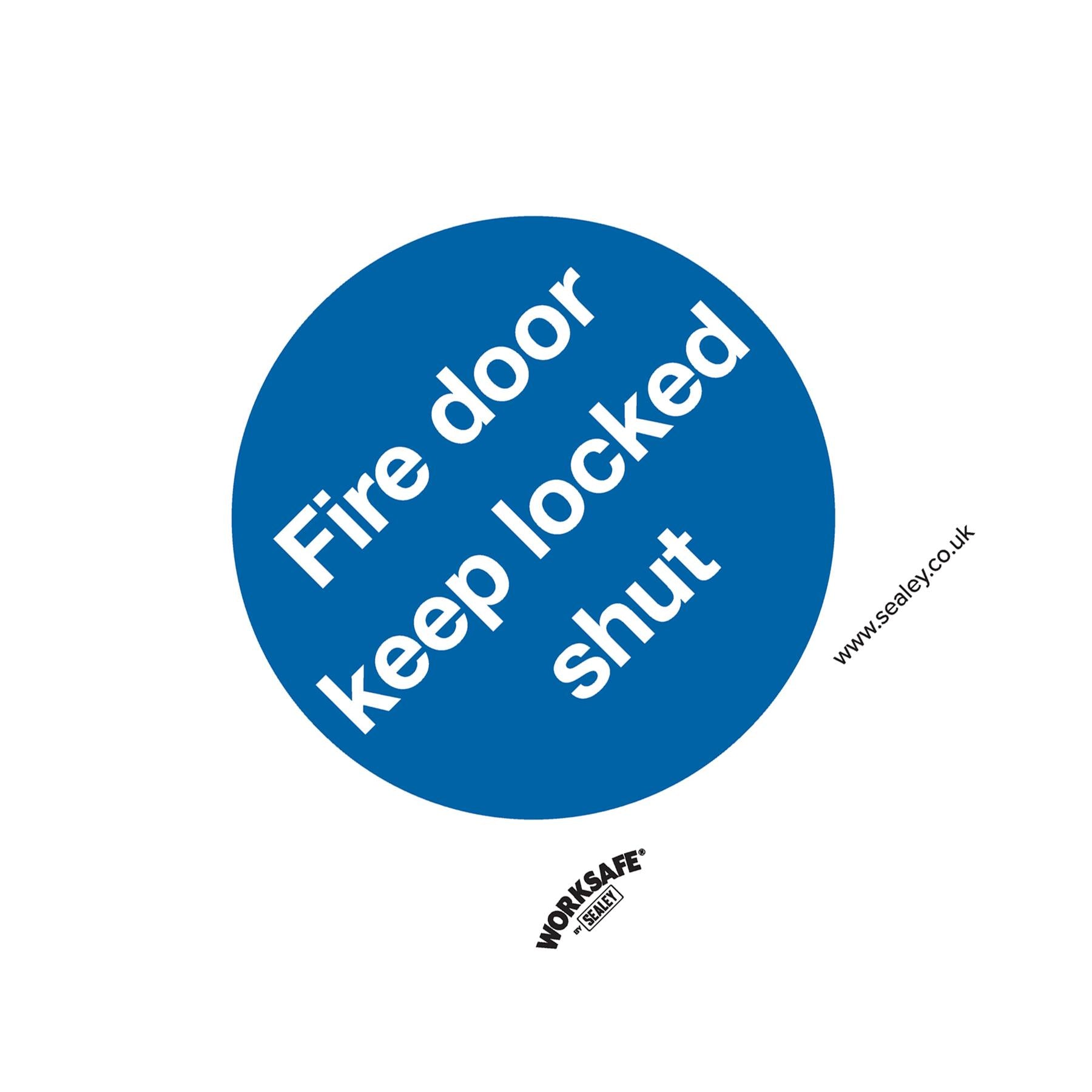 Sealey Safety Sign - Fire Door Keep Locked Shut- Plastic - Pk of 10