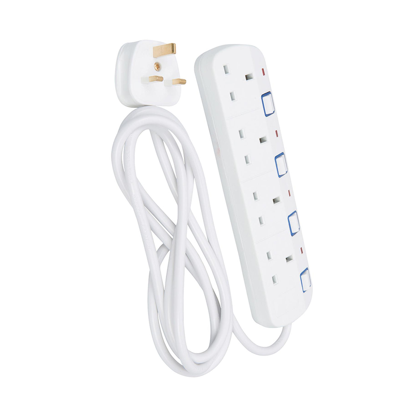 Switched Extension Lead 4-Gang 2M 13A With Neon Power Indicator 2M Long