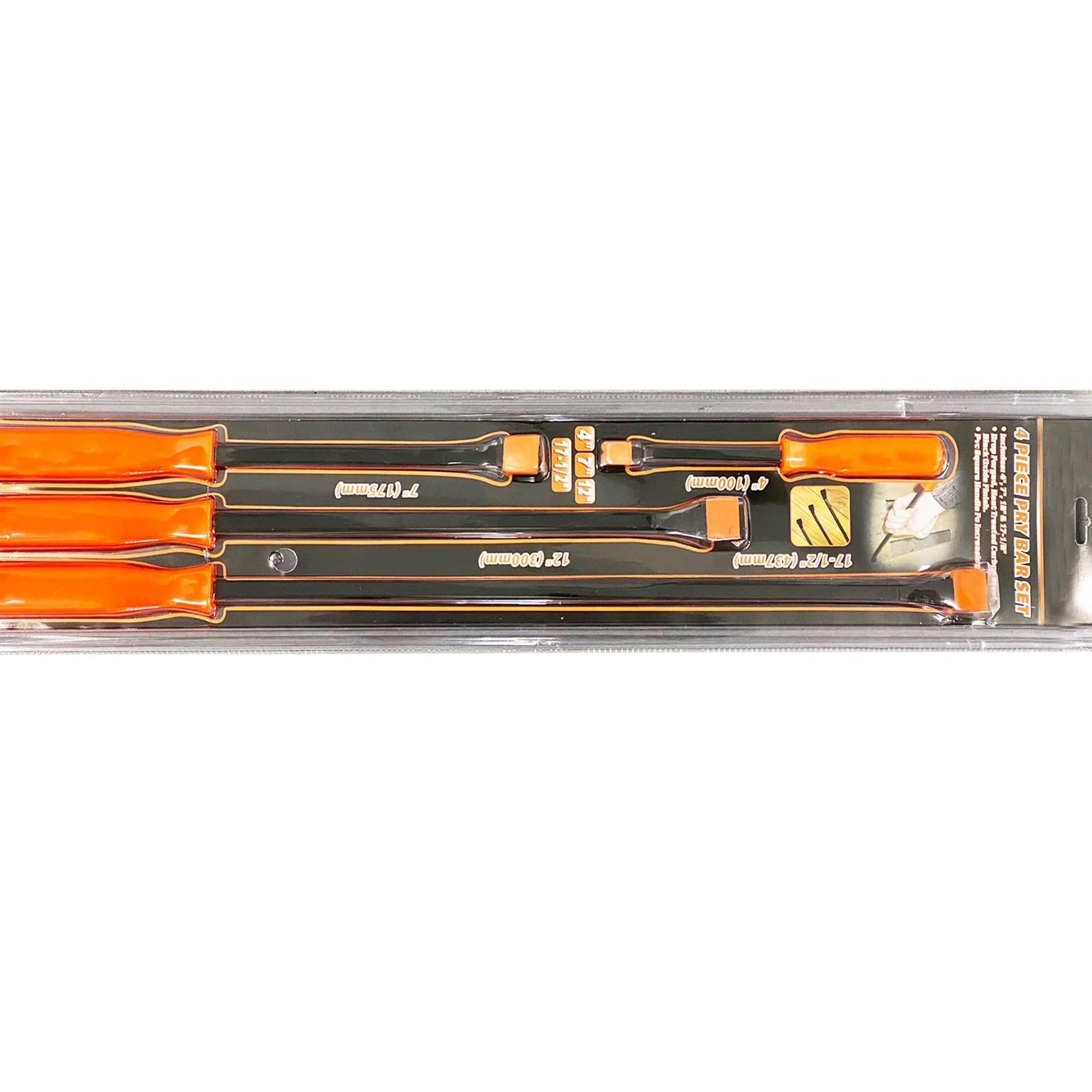 4pc Pry Crow Bar Rolling Bar Set Heavy Duty Comfort Grip Handles Garage Tool New