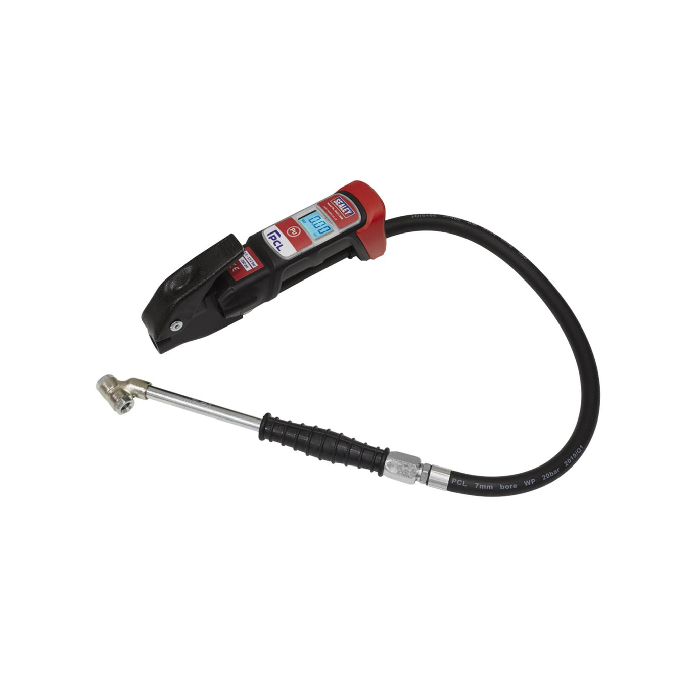 Sealey Prem. Anodised Digital Tyre Inflator-Twin Push-On Connector