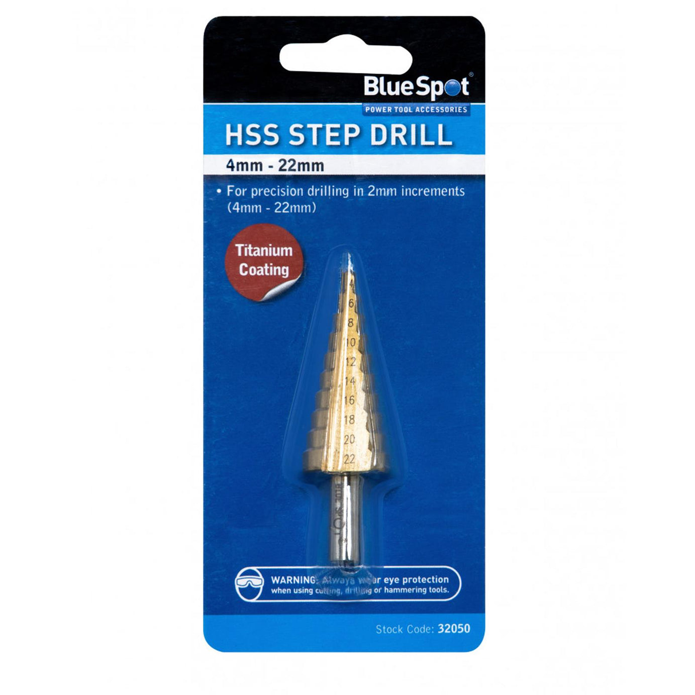 BlueSpot Step Drill HSS Steel Titanium Cone Bit Hole Metal Cutter Tool 4 - 22mm