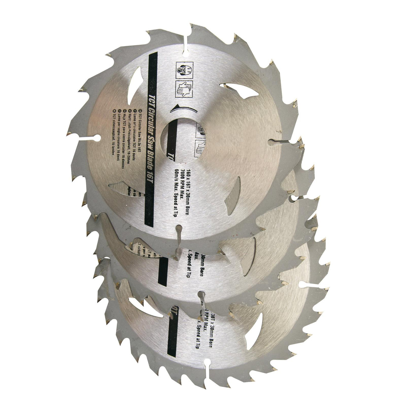 3 Piece TCT Circular Saw Blade Set 160 x 30 - 20, 16, 10mm Rings