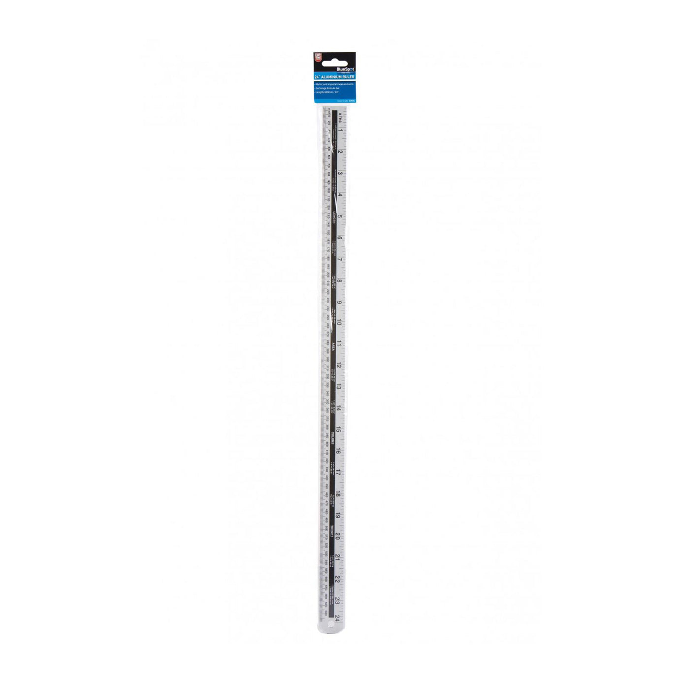 BlueSpot Aluminium Ruler Measure 24" Anodised Aluminium Light & Won't Rust