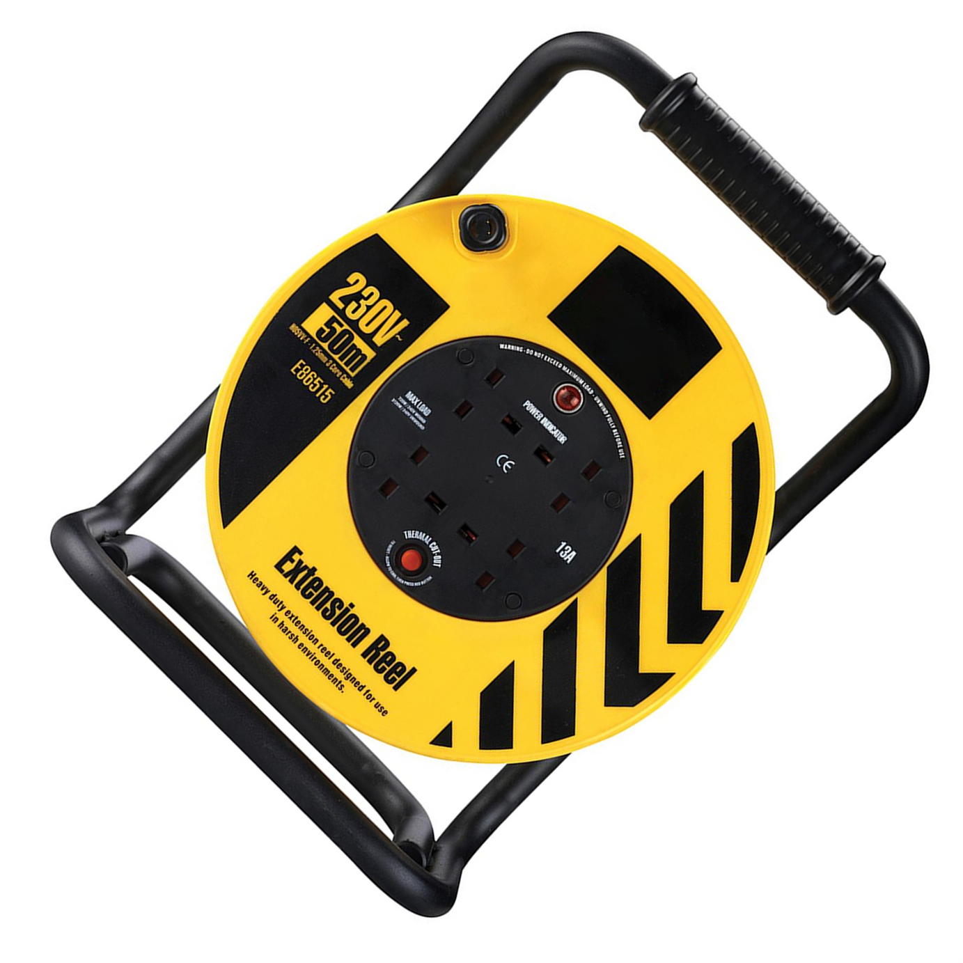 Defender Heavy Duty Reel 4-Way 50m 230V 13A Strong steel frame