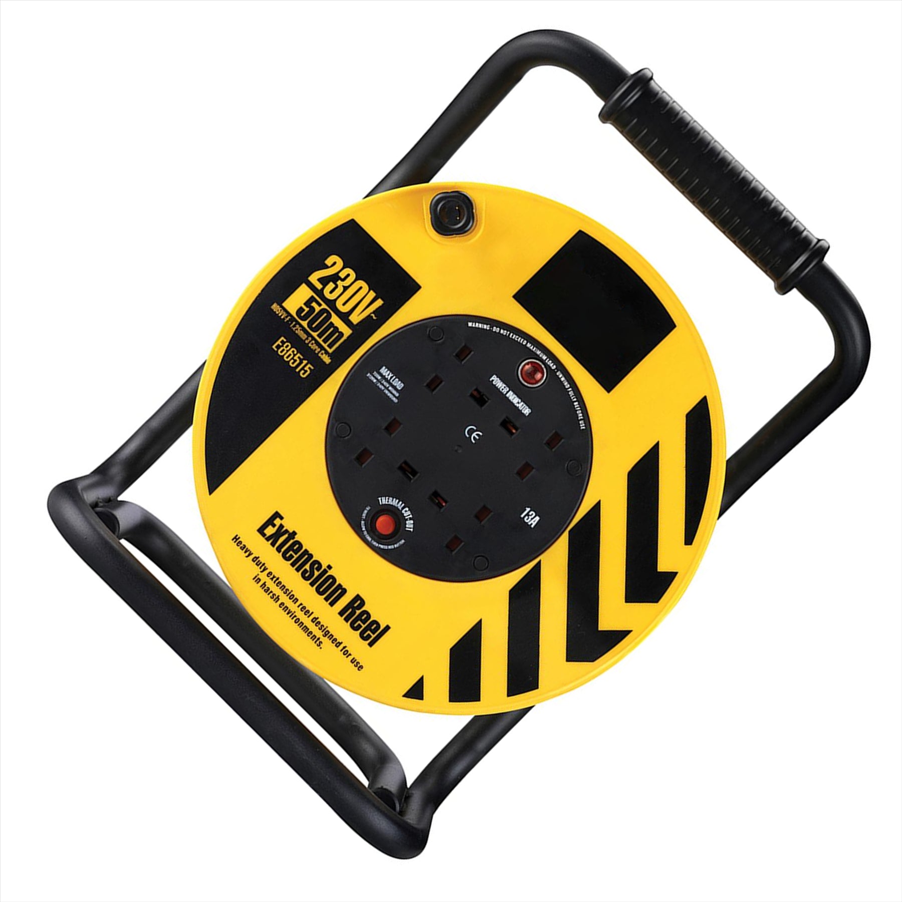 Defender Heavy Duty Reel 4-Way 50m 230V 13A Strong steel frame