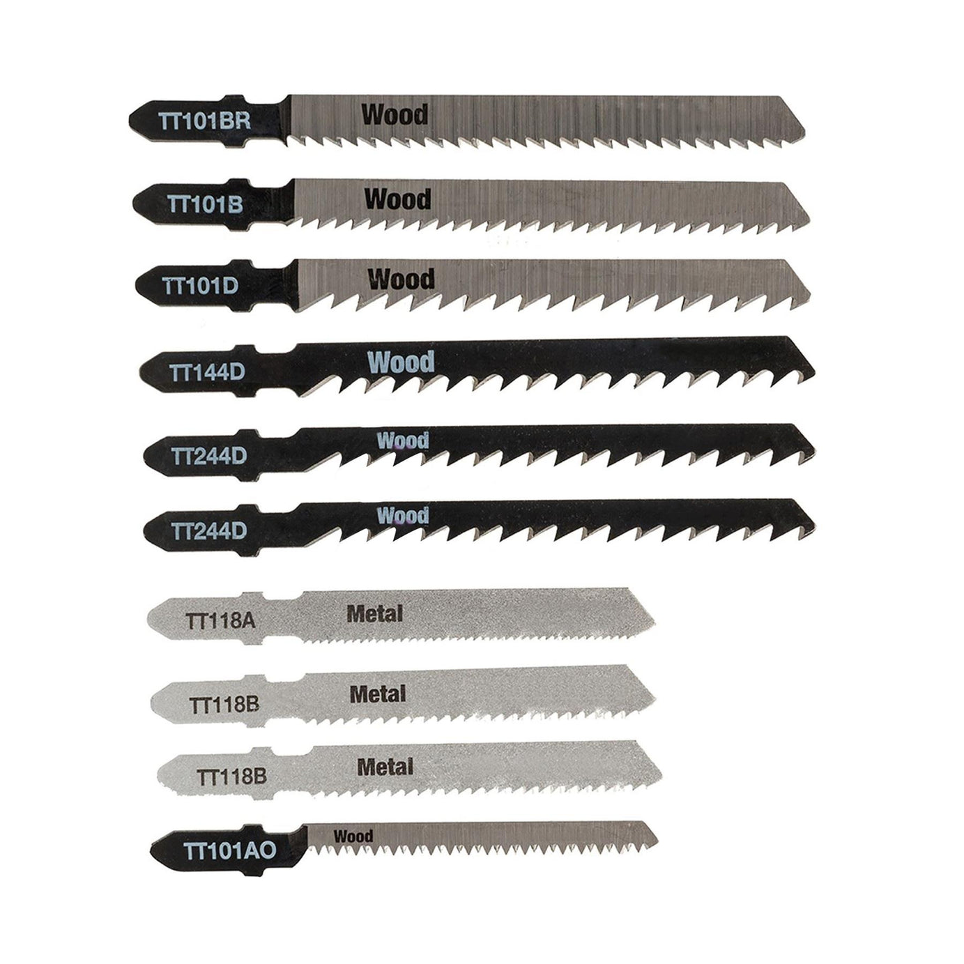 10 Piece Wood & Metal Jigsaw Blade Set Cutting Blades Professional Tool