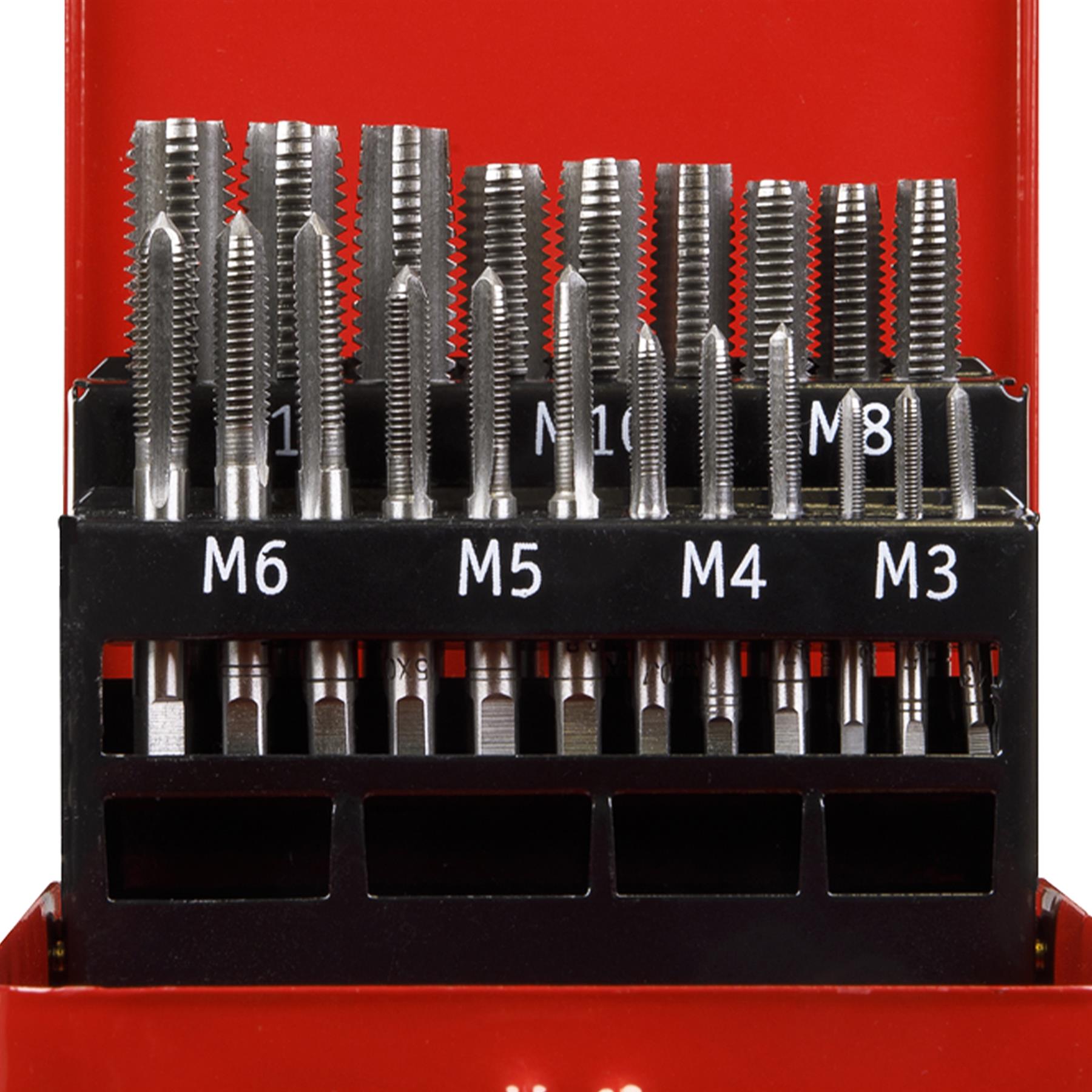Sealey 21 Piece Tap Set Metric M3-M12 Taper Plug Bottom Taps Thread Repair