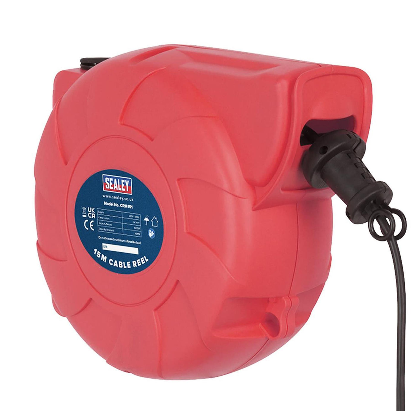 Sealey CRM151 Retractable Cable Reel System 15M 1 x 230V Socket Extension Extend