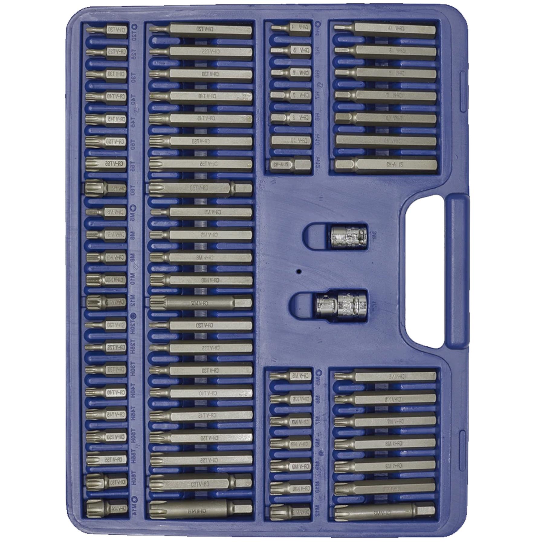Sealey TRX-Star/Sec TRX-Star/Hex/Ribe/Spline Bit Set 74pc 1/2&3/8"