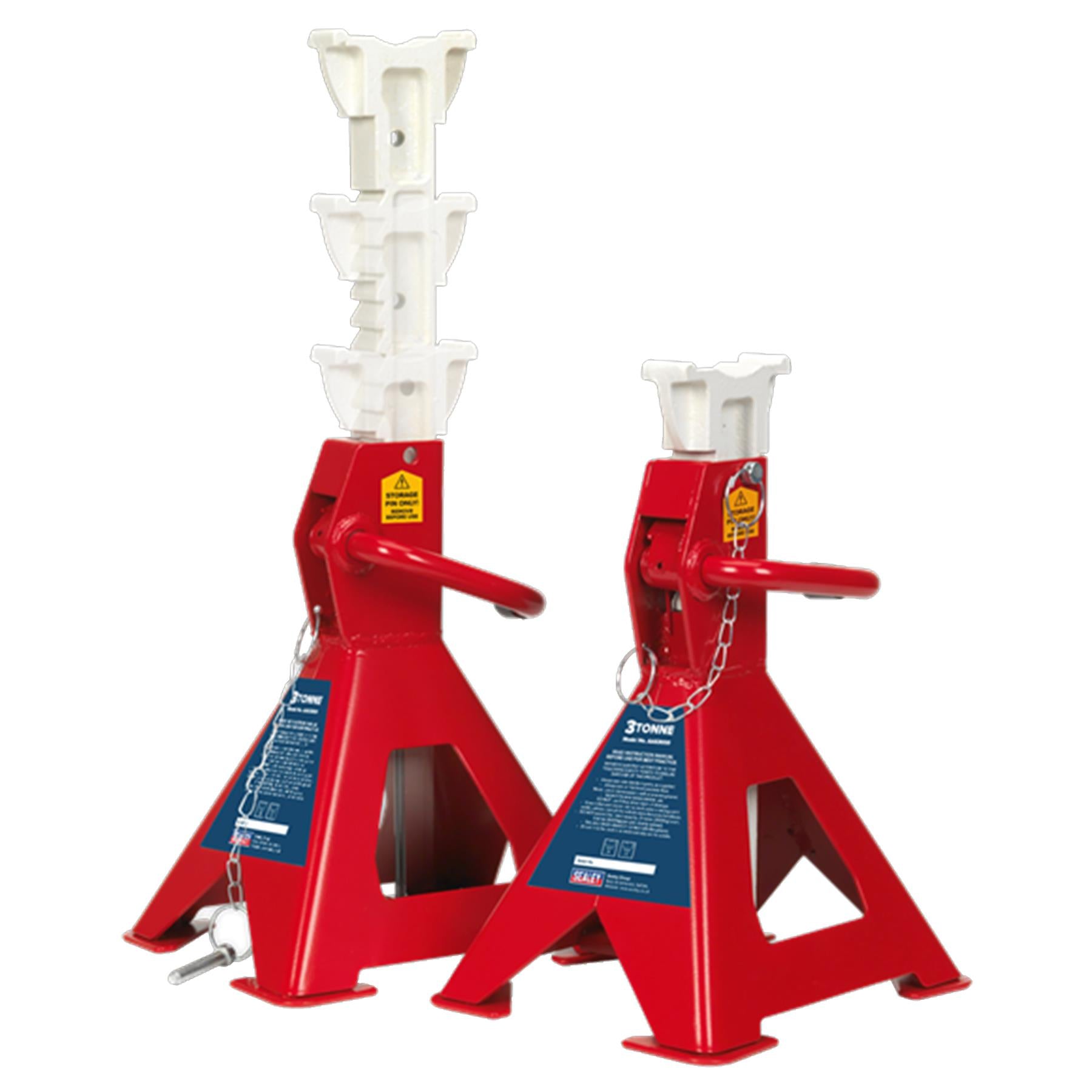 Sealey Pair Of 3 Tonne Axle Stands Lifting Capacity Per Stand Auto Rise Ratchet