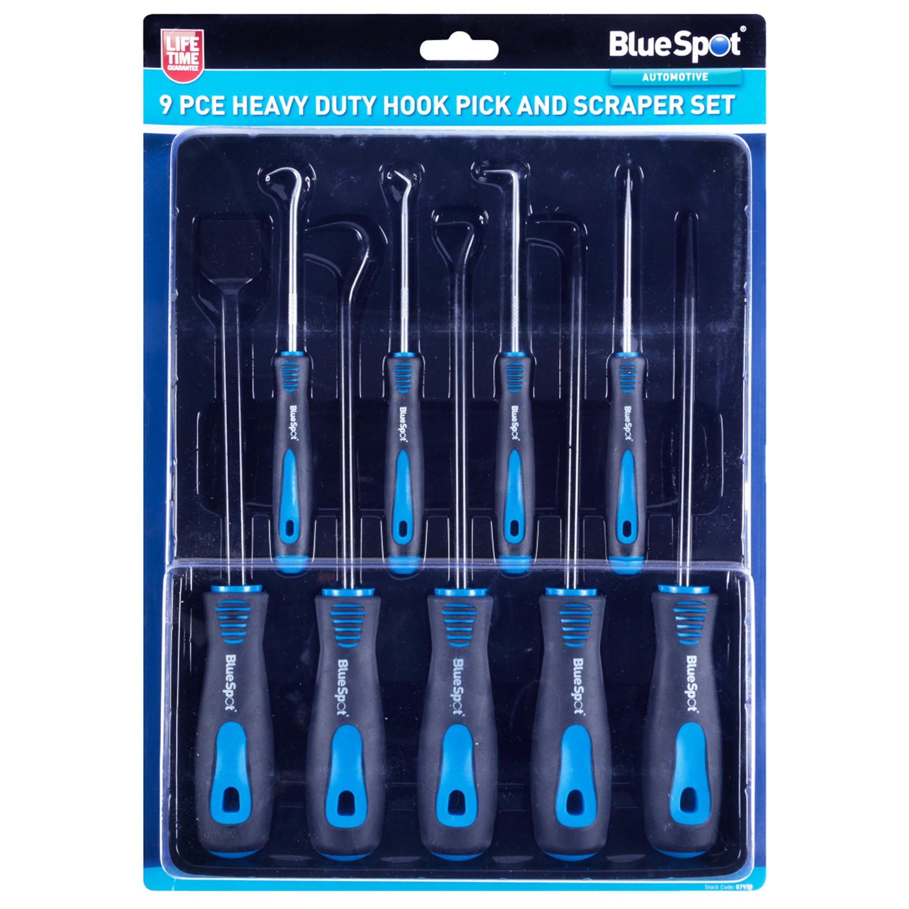 BlueSpot 9pc Scraper Pick And Hook Set O Ring Gaskets Hose Seals Remover Tool