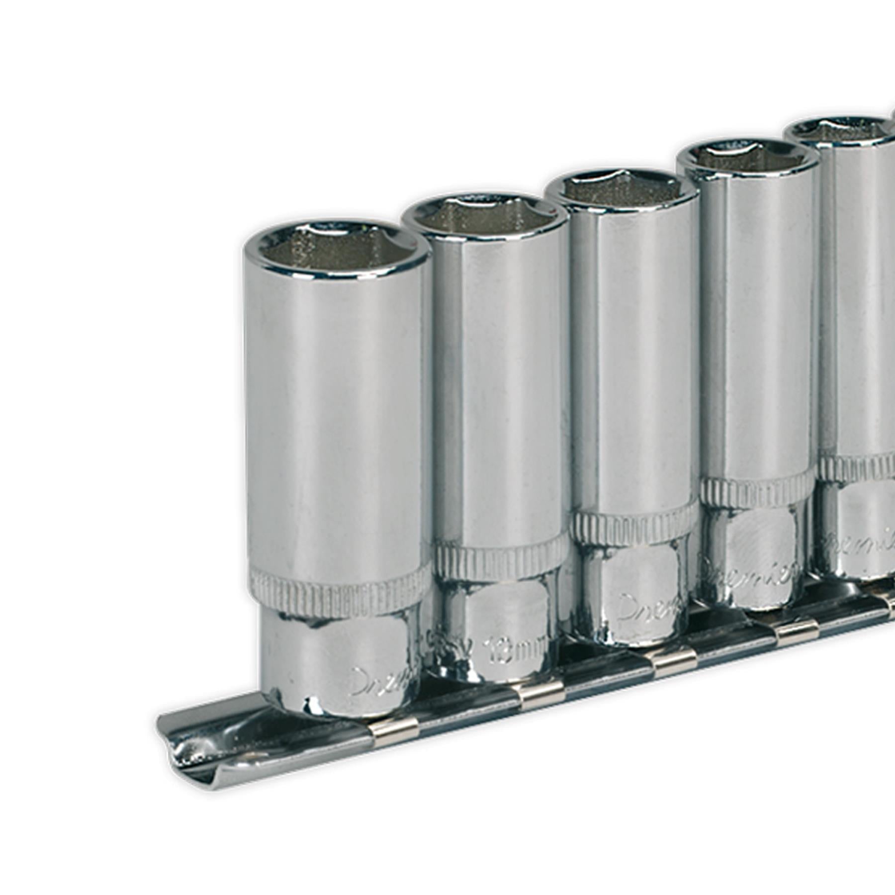 Sealey Socket Set 13pc 1/4"Sq Drive Deep WallDrive Metric