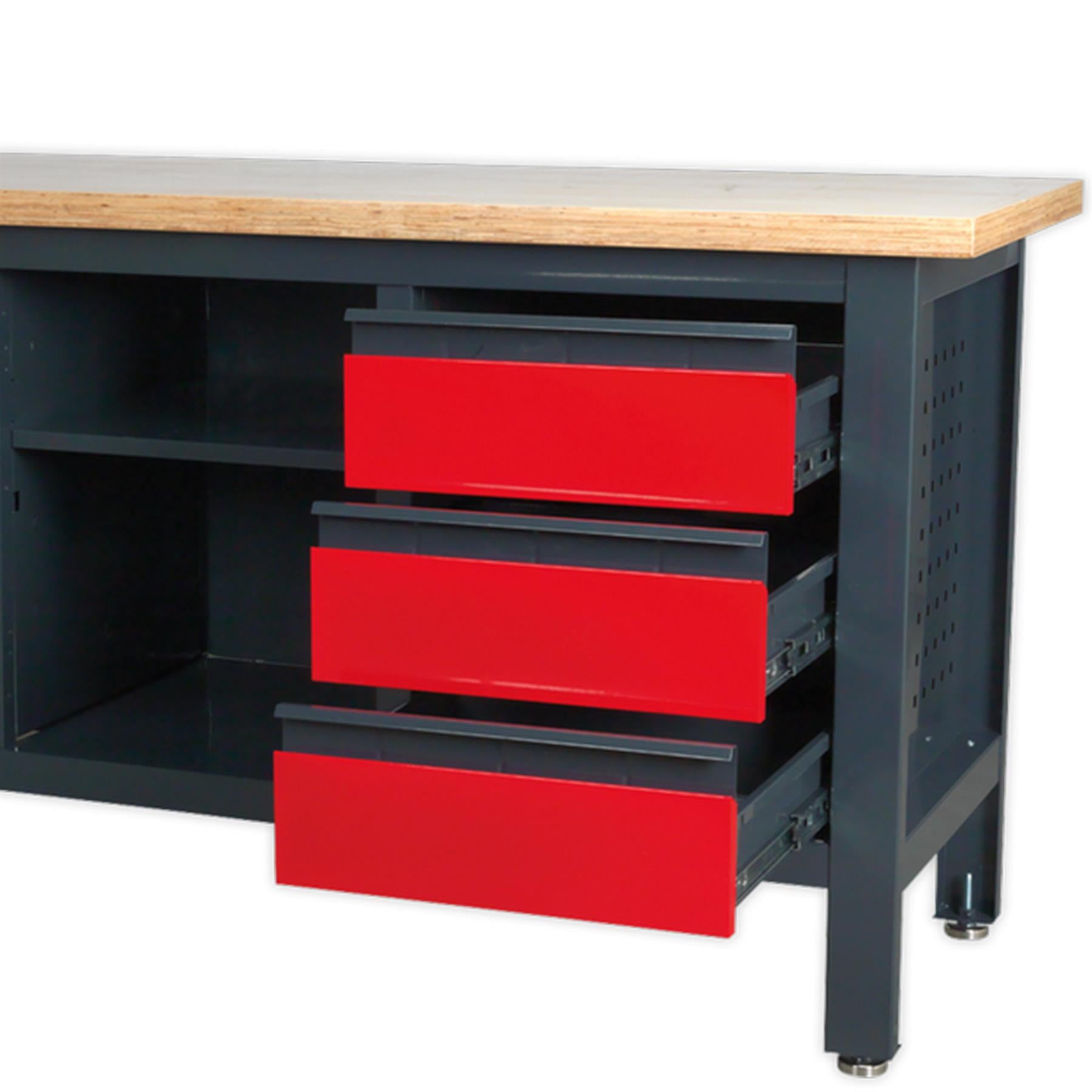 Sealey Workstation with 3 Drawers, 1 Cupboard & Open Storage