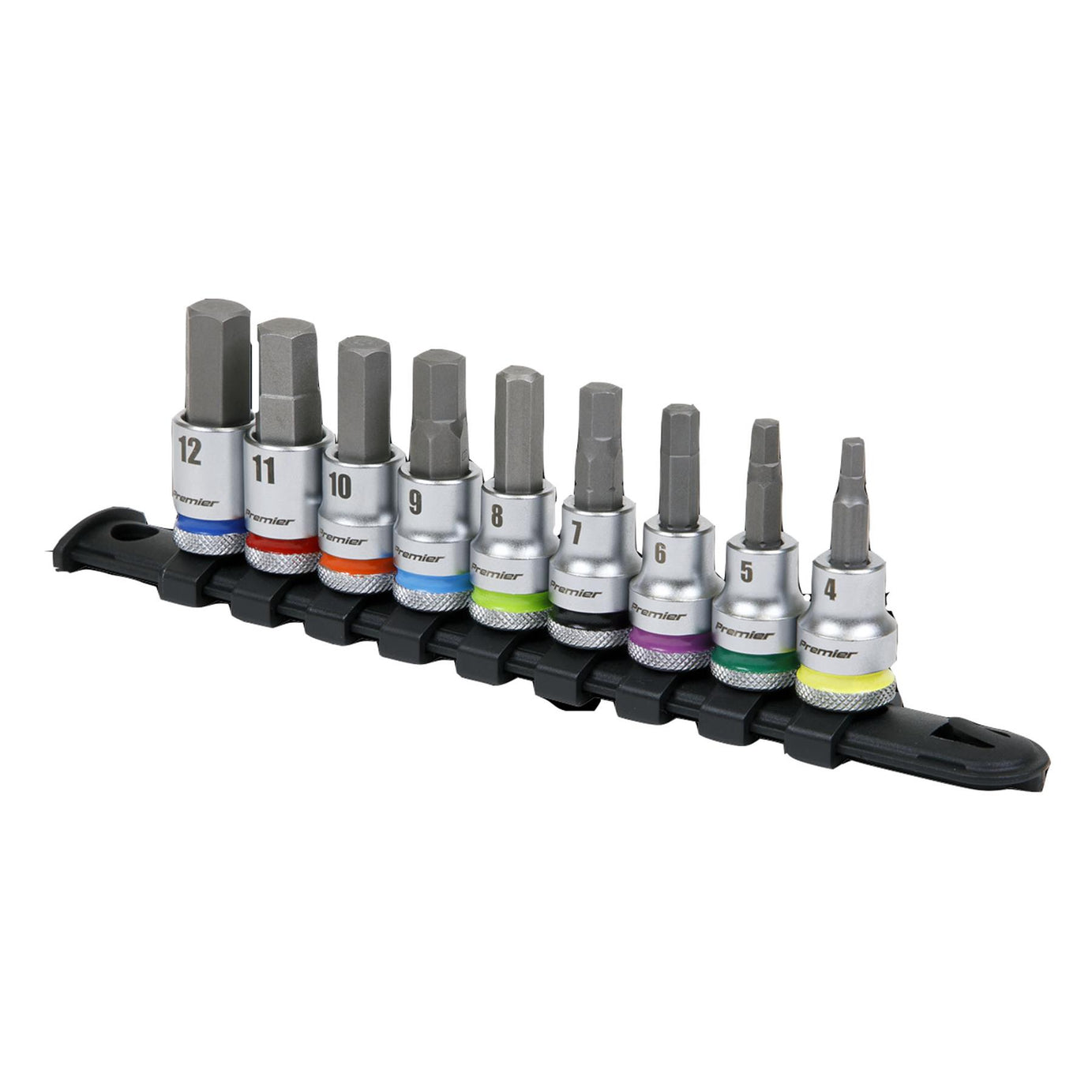 Sealey Hex Socket Bit Set 9pc 3/8"Sq Drive  - Platinum