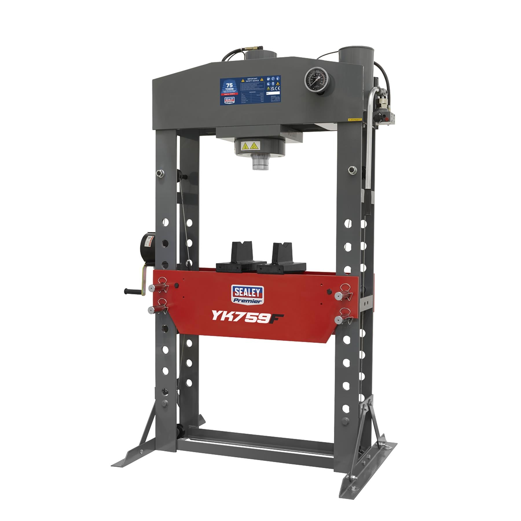 Sealey Hydraulic Press 75tonne Floor Type Steel Frame & Flat Pressing Plate