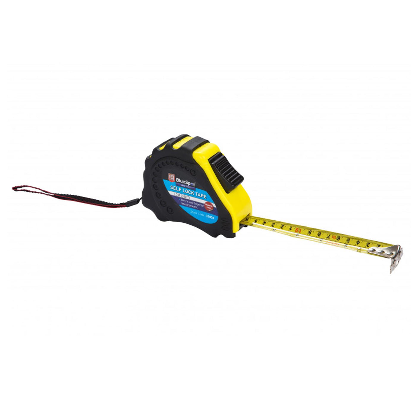 BlueSpot 10m Retractable Tape Measure Griplock Imperial Metric Measuring Metres