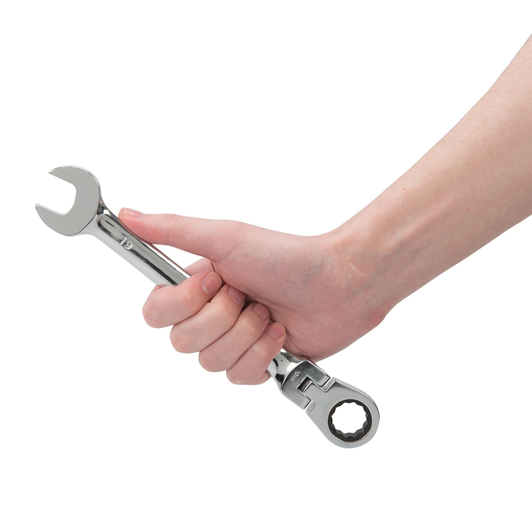 12Pce Flexible Head Ratchet Spanner Set 8mm - 19mm Polished 40Cr Alloy Steel