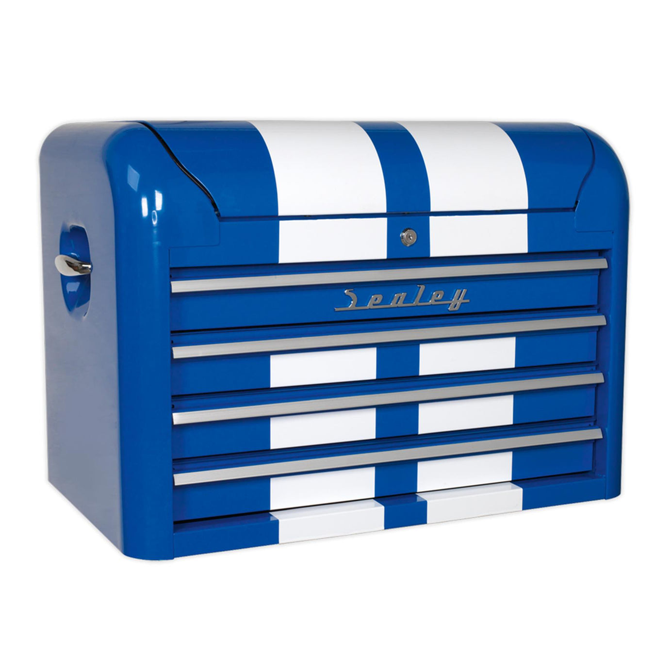 Sealey Topchest 4 Drawer Retro Style - Blue with White Stripes
