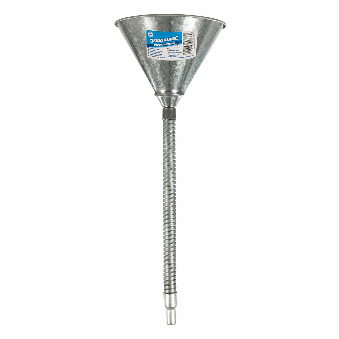Flexible Steel Funnel - 150mm Dia. - Fitted With A Mesh Particle Filter
