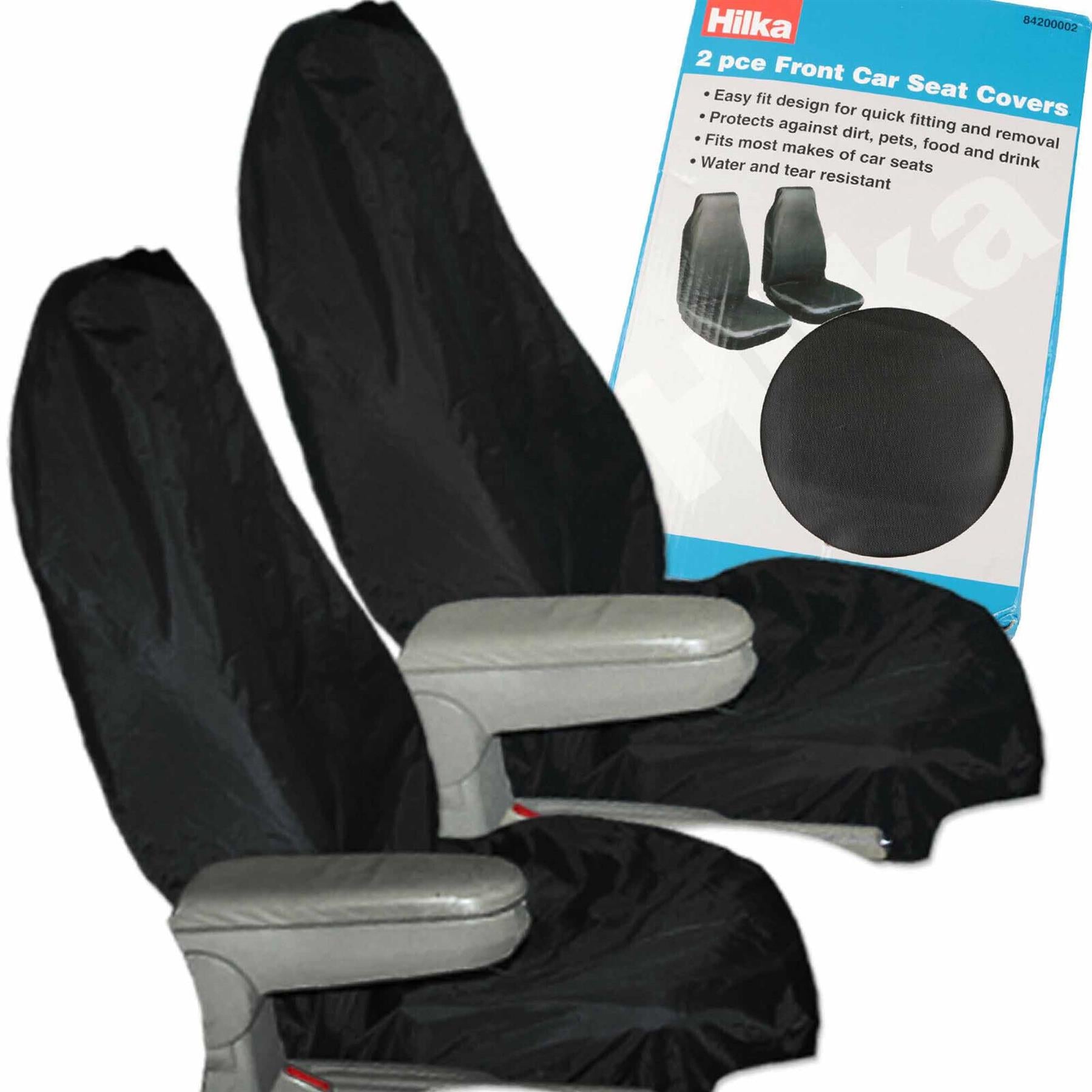 BLACK Car Seat Covers UNIVERSAL Protectors PAIR x 2 Water Proof FRONT