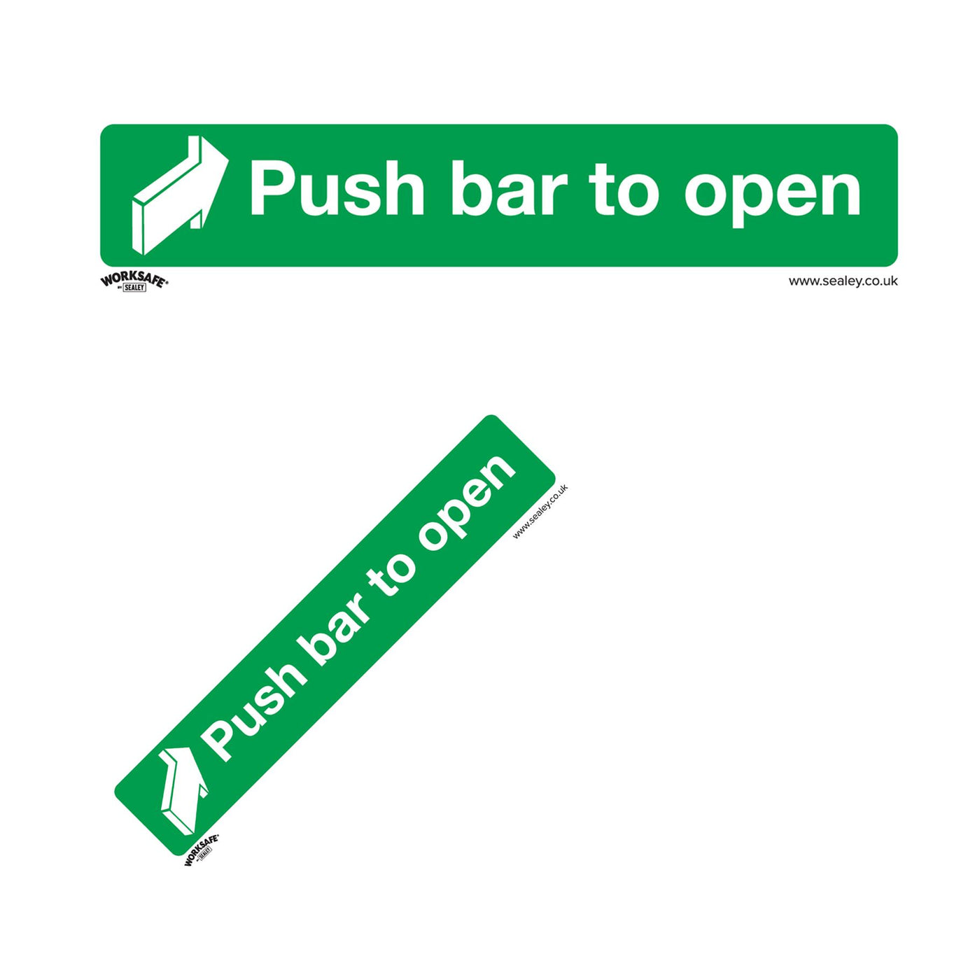 Sealey Safety Sign - Push Bar To Open - Rigid Plastic - Pack of 10