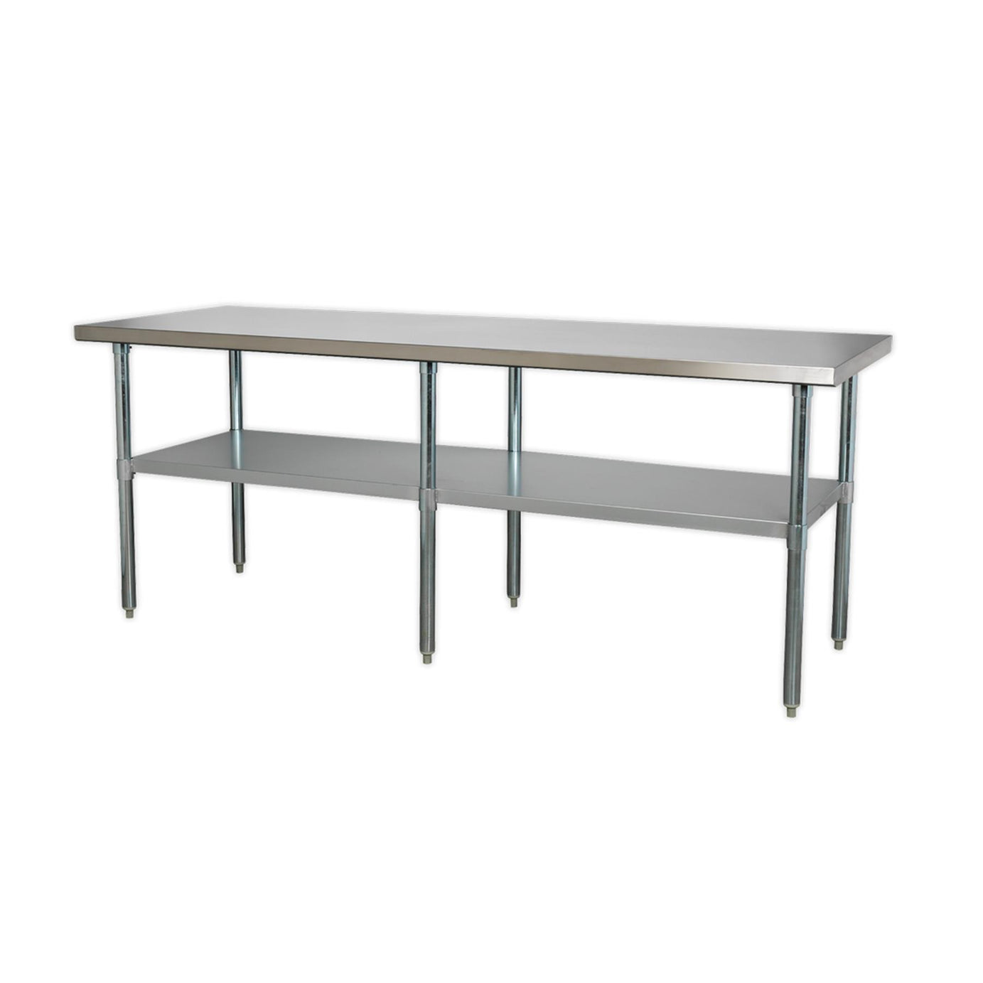 Sealey Stainless Steel Workbench 2.1m Storage Space Adjustable Feet