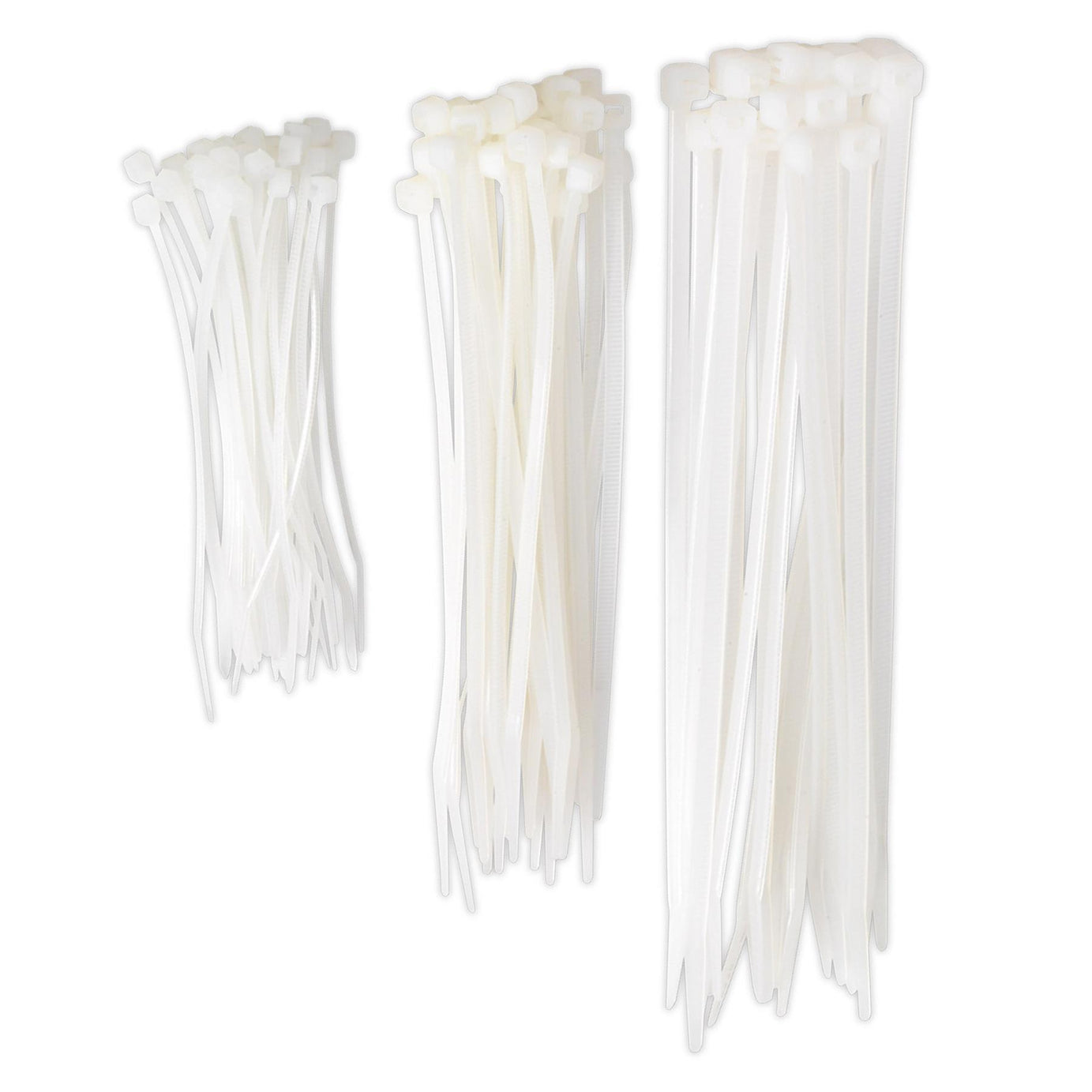 Sealey Cable Tie Assortment White Pack of 75 inc 100mm / 150mm / 200mm