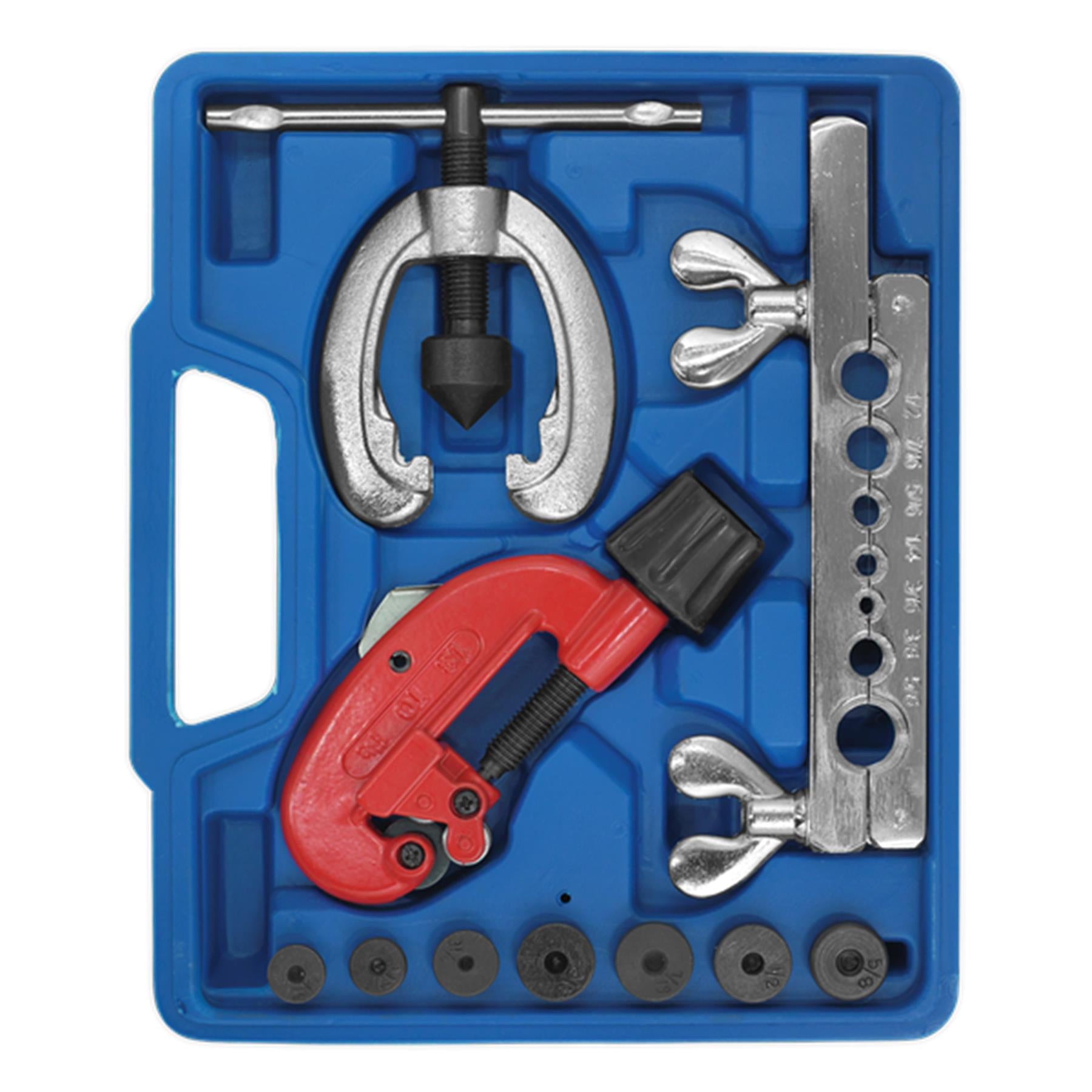 Sealey 10Pc Brake Pipe Flaring & Cutting Kit Fuel Repair Tool Set 3/16"-5/8 Dies