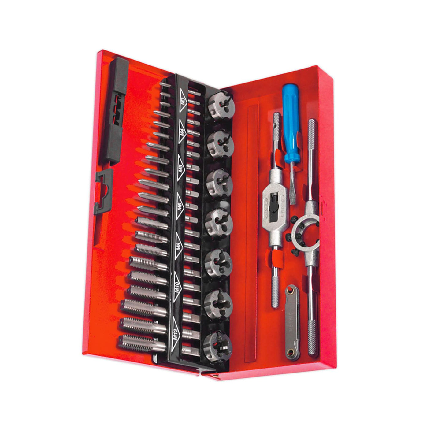 Sealey 32pc Metric Tap and Die Set Split Dies Alloy Steel M3 - M12