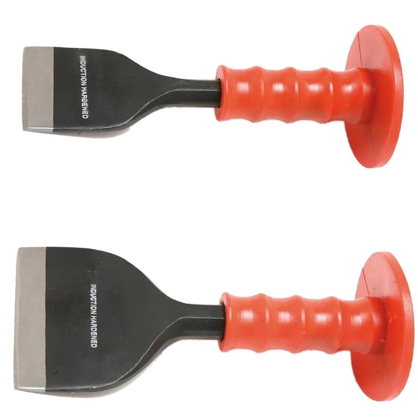 Set of 2 Brick Bolster 2 1/4" & 4" Pro Bolster Chisel Soft Rubber Guard Masons Bricklayer