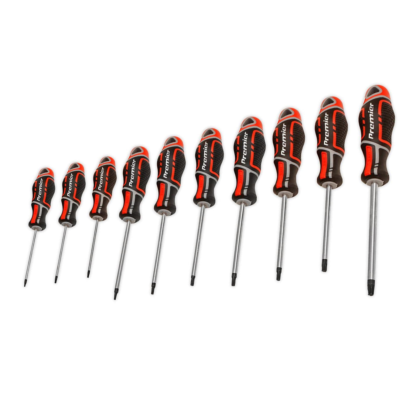 Sealey 10pc TRX Star Torx Screwdriver Set Magnetic GripMax Red T7-T40 AK4324