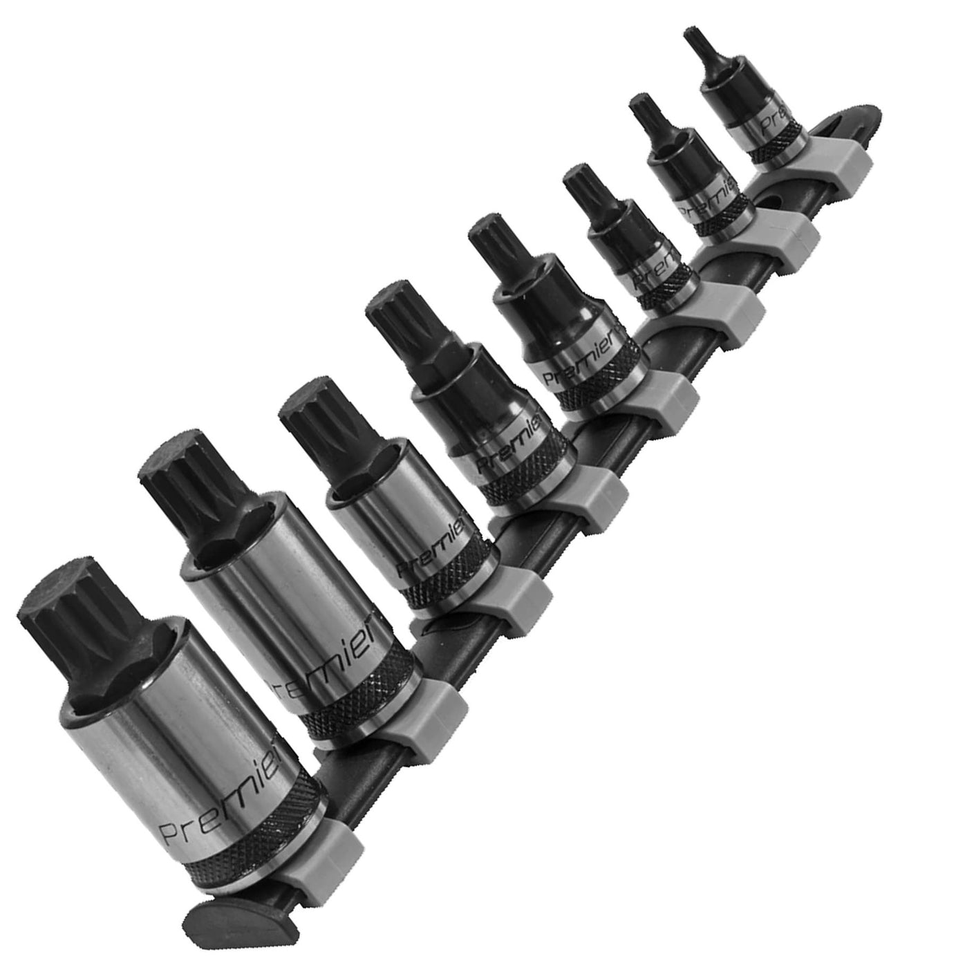 Sealey Spline Socket Bit Set 8pc 1/4", 3/8", 1/2"Sq Dr Black Series