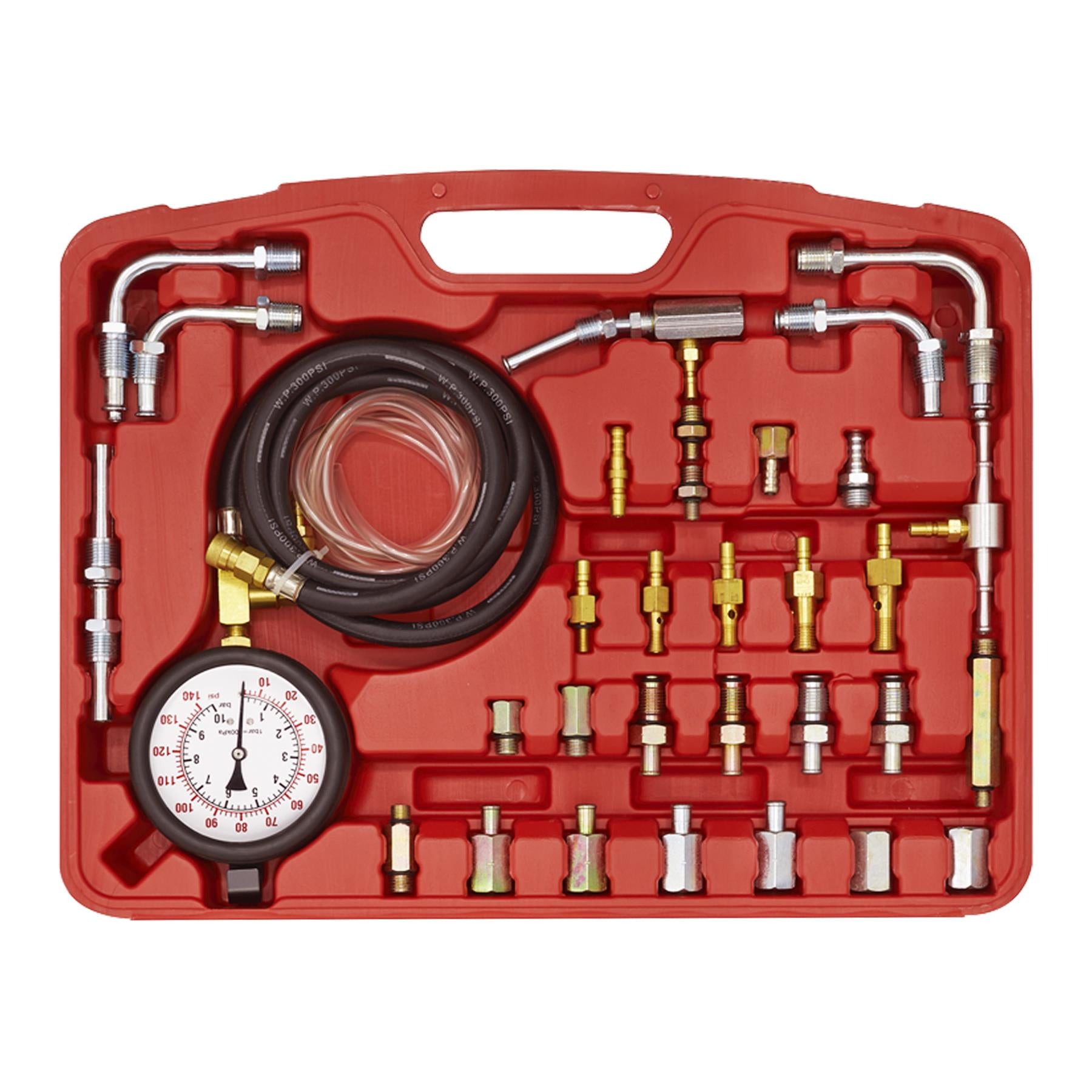 Sealey Fuel Injection Pressure Test Kit Quick Couplings & Safety Valve