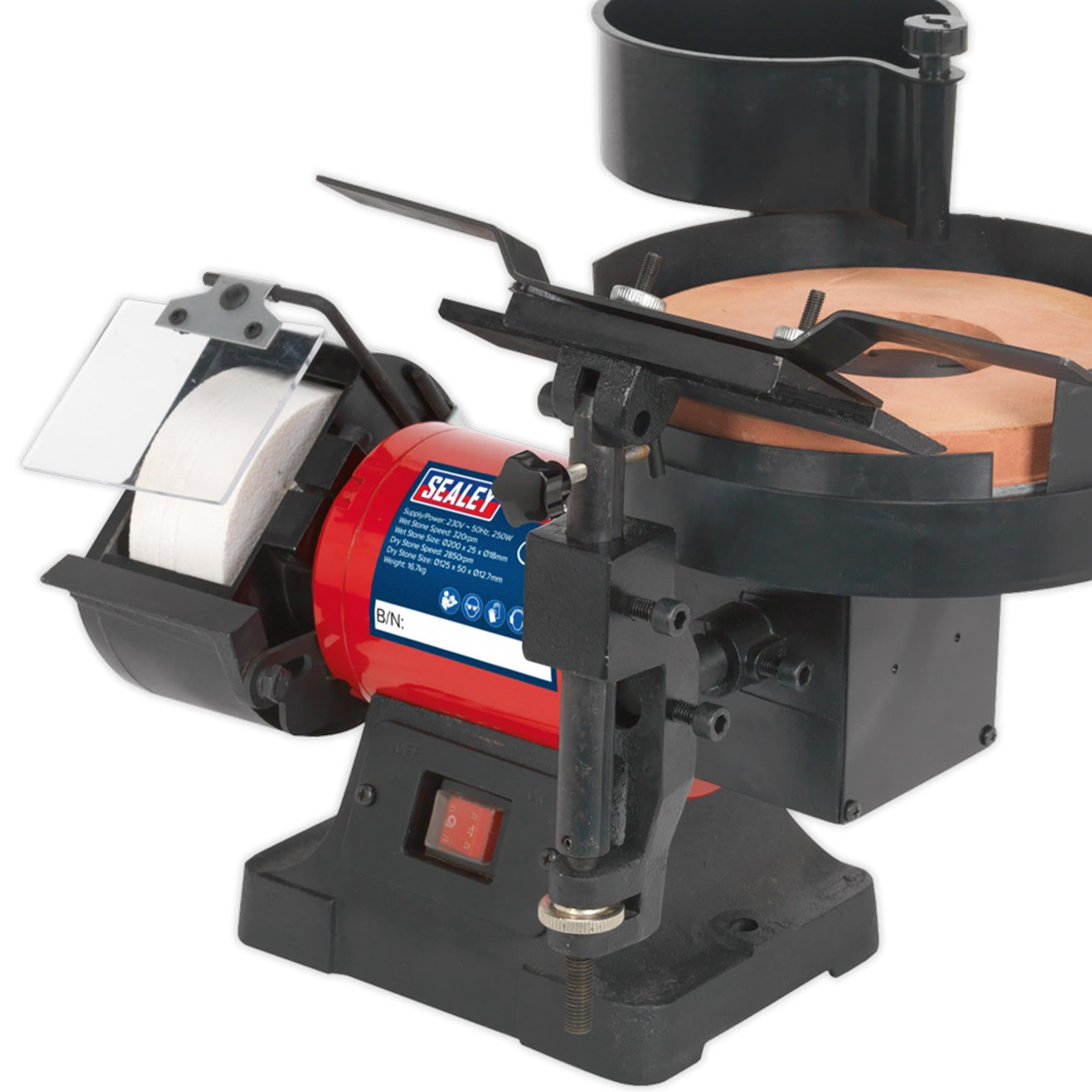 Sealey Bench Grinder/Sharpener Wet & Dry 200/125mm 250W/230V