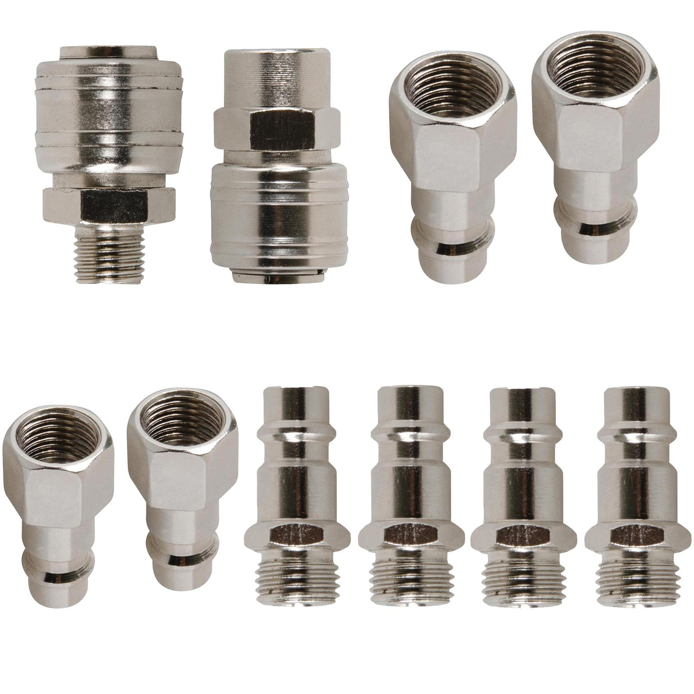 Euro Air Line Fitting Hose Connector Male Female Quick Release 1/4" BSP 10PC Set