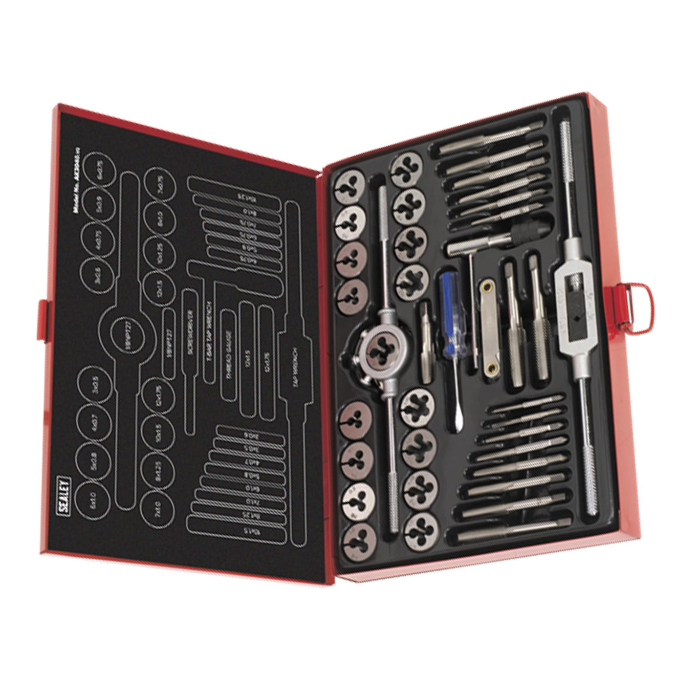 Sealey 40pc Tap and Die Set Split Dies Metric Thread Cutting Tool M3 - M12 Steel