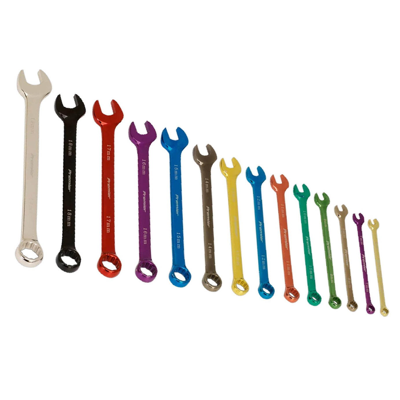 Sealey Combination Spanner Set 14pc Multi-Coloured Metric