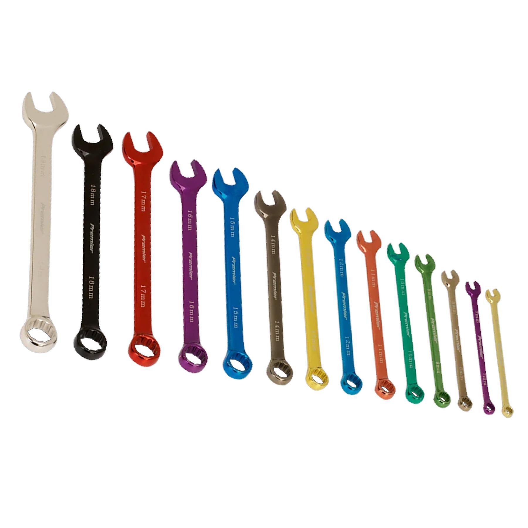 Sealey Combination Spanner Set 14pc Multi-Coloured Metric
