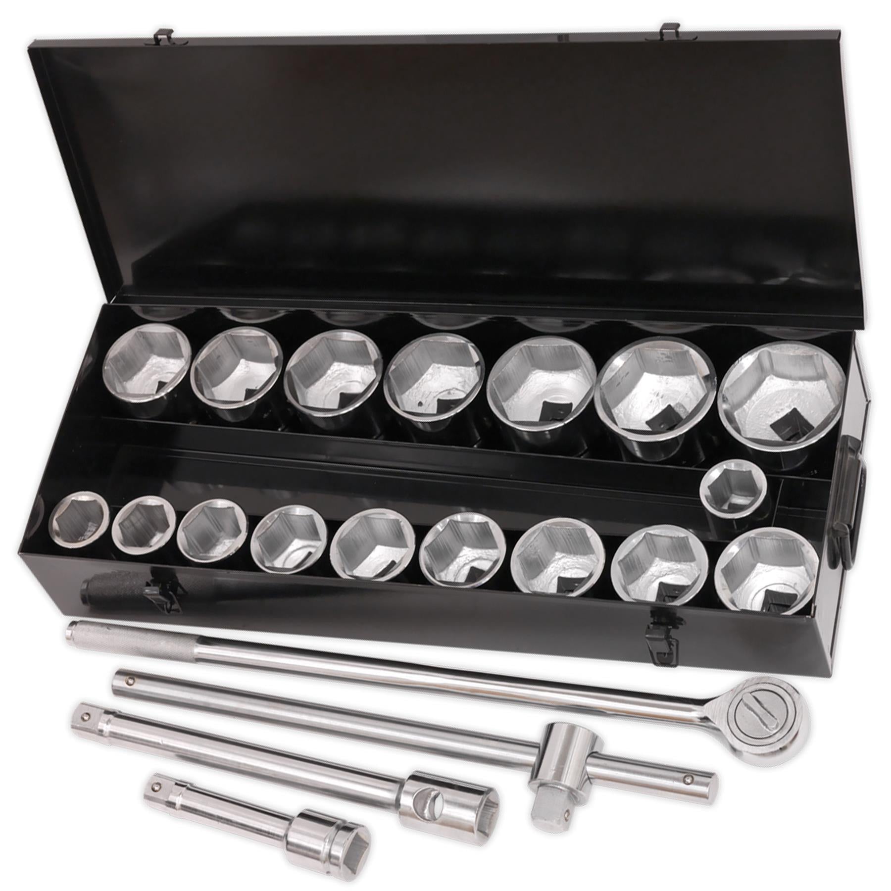 Sealey Socket Set 21pc 1"Sq Drive 6pt WallDrive Metric