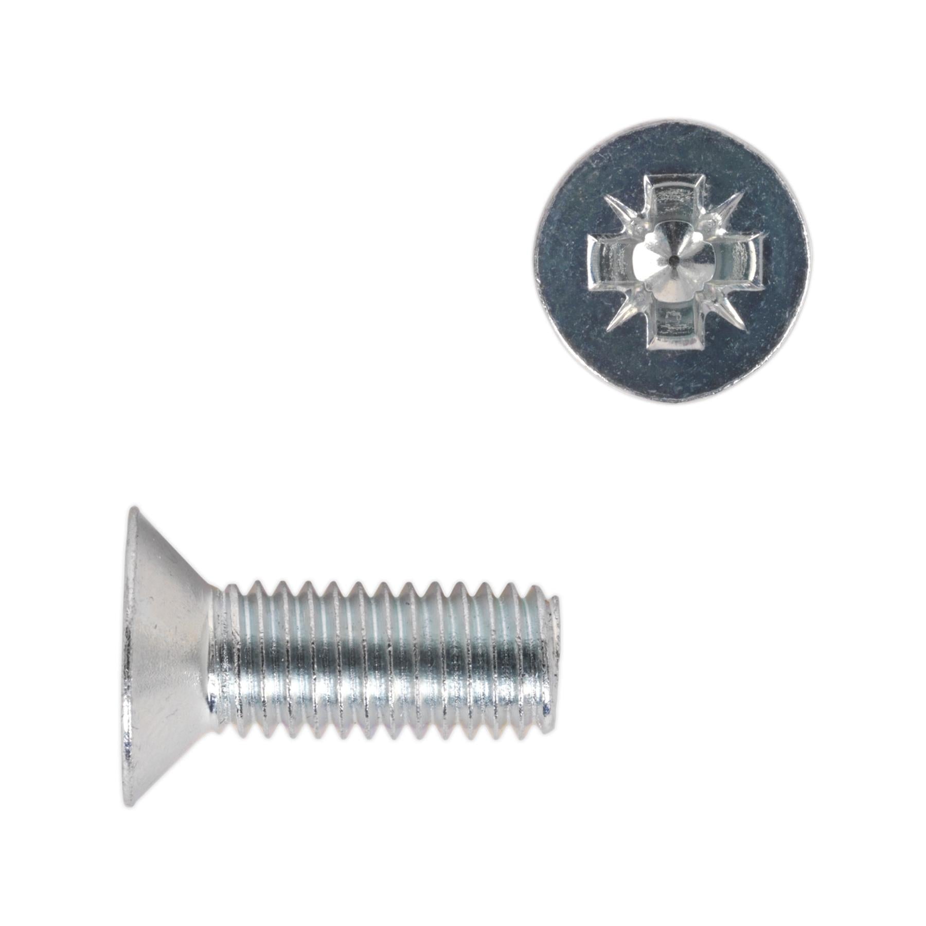 Sealey Machine Screw M8 x 20mm Countersunk Pozi Zinc Pack of 50