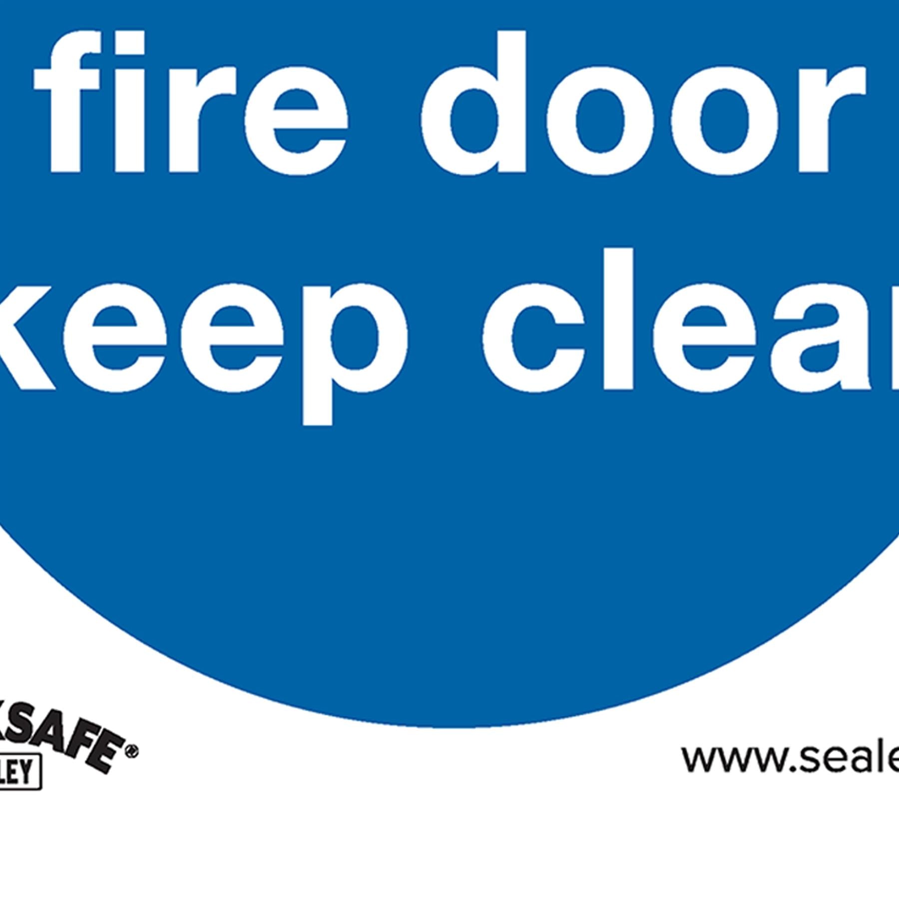 Sealey Safety Sign-Automatic Fire Door Keep Clear-Plastic-Pk of 10