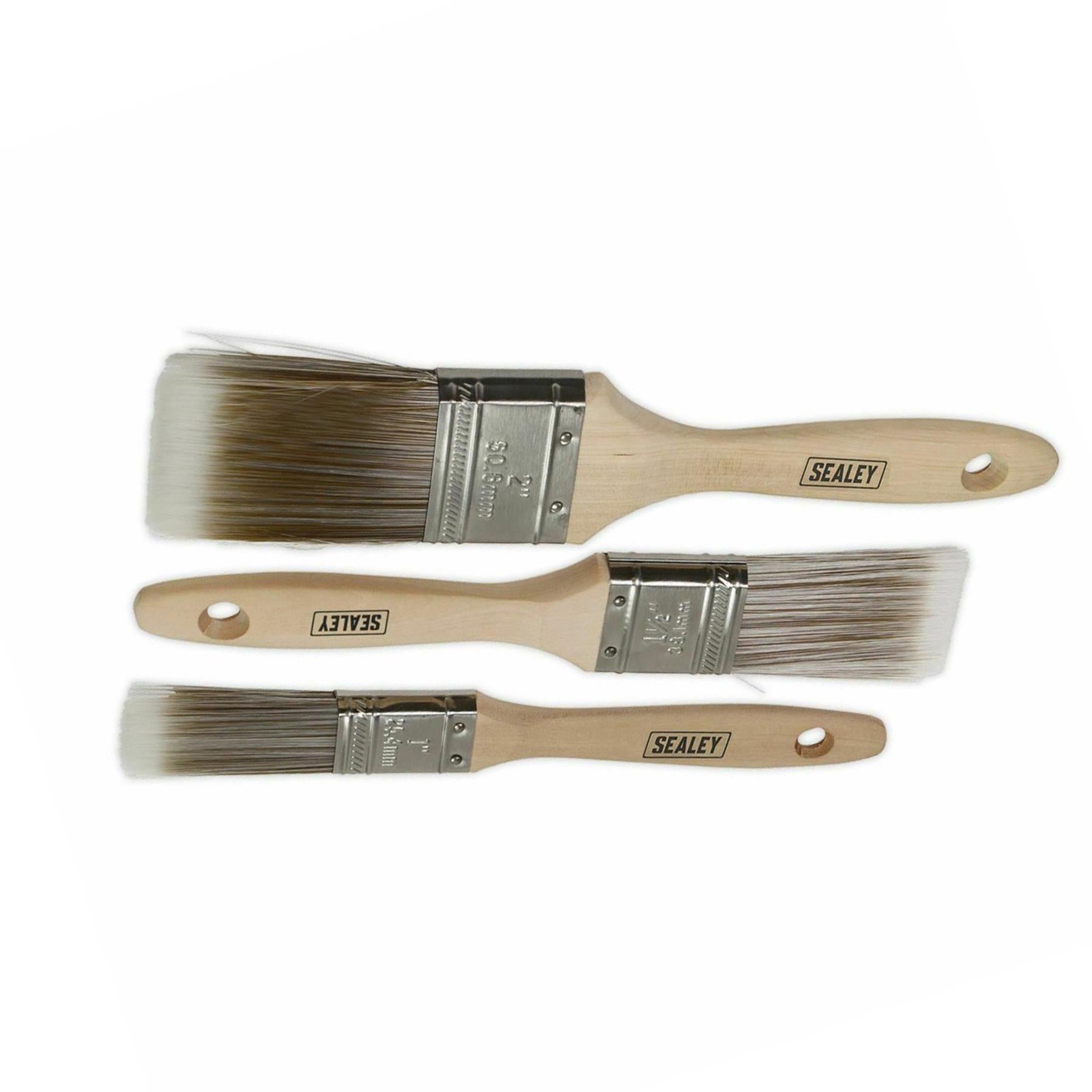 Sealey Wooden Handle Paint Brush Set 3pc
