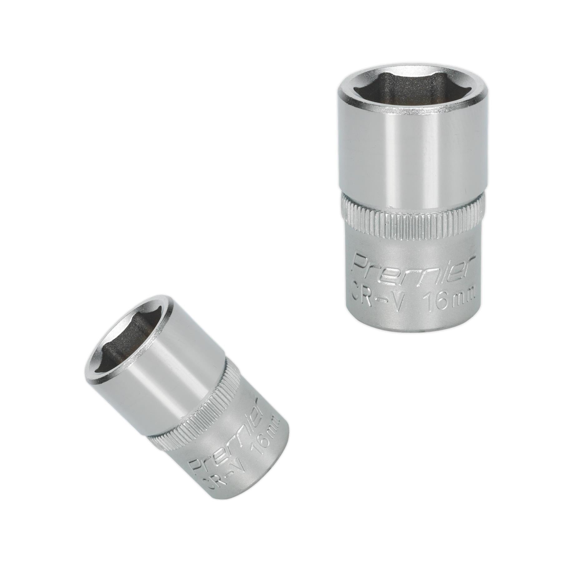Sealey WallDrive Socket 16mm 1/2"Sq Drive Chrome Vanadium Steel