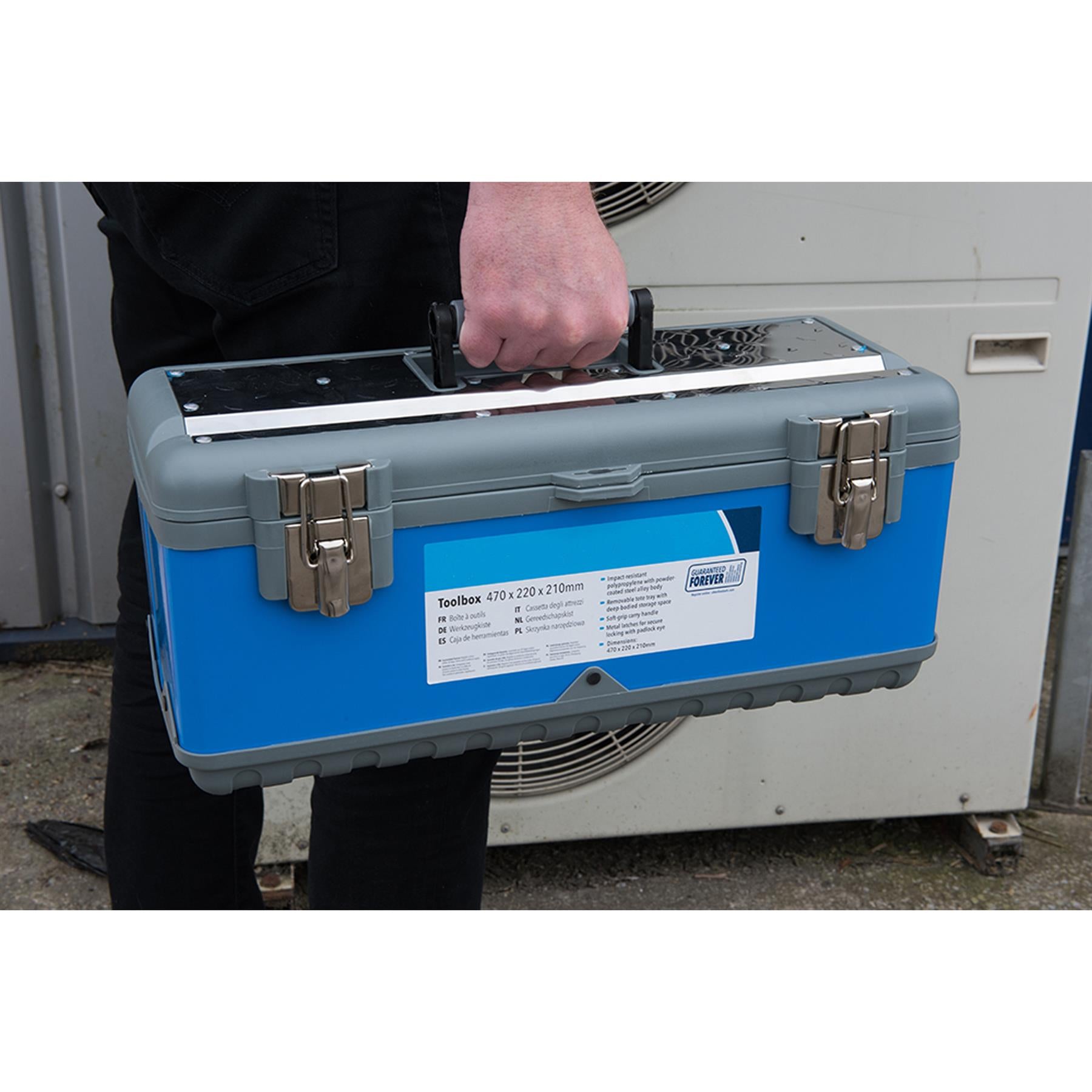 Toolbox Impact Resistant With Metal Latches / Removable Tray 470 X 220 X 210mm
