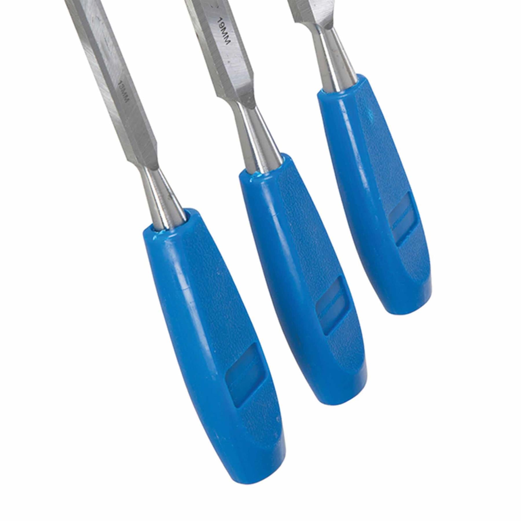 Wood Chisel Set 3Pc Bevel Edged Chisels With Comfortable Polypropylene Handles