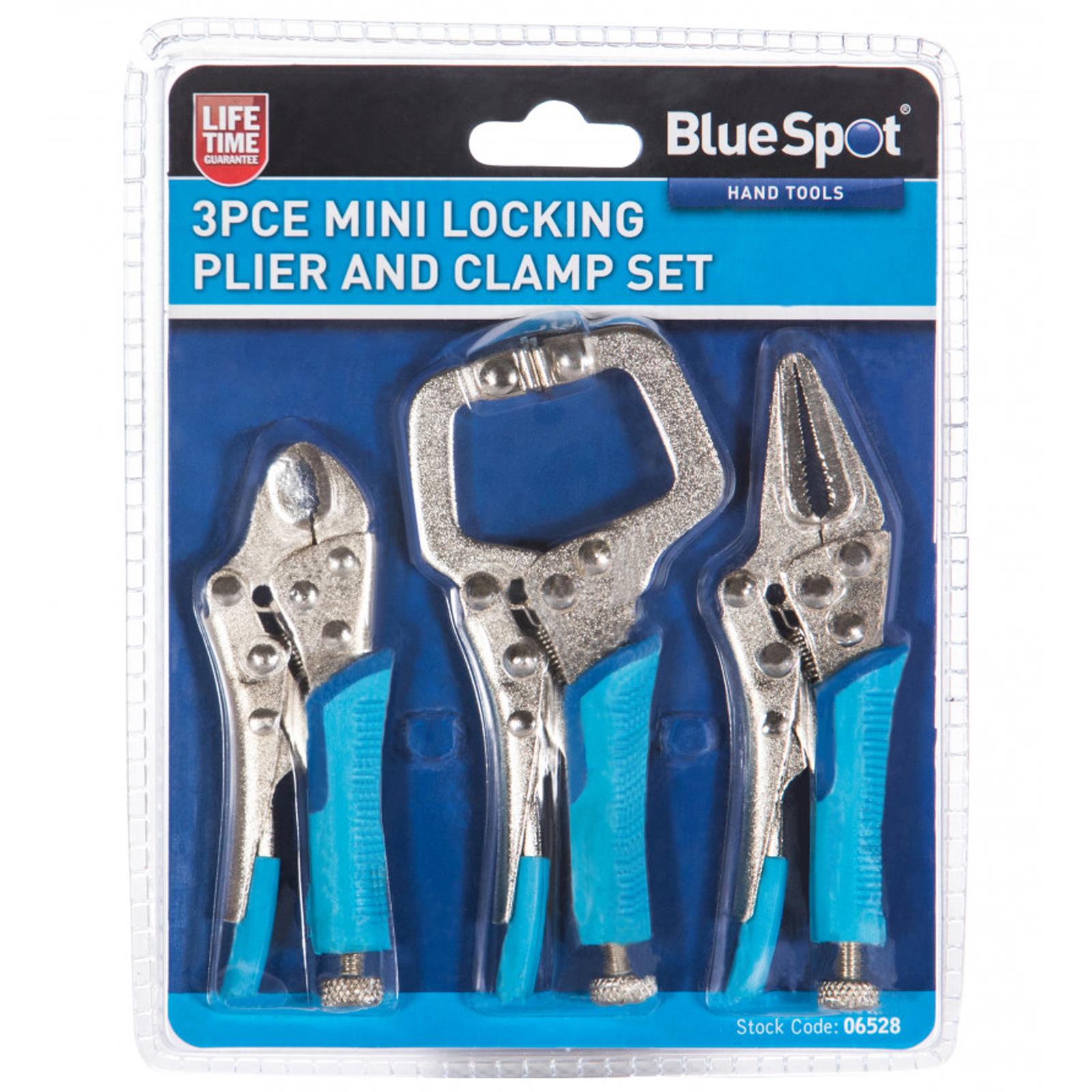 BlueSpot 3Pce Mini Locking Grip Plier And Clamp Set Professional Quality - Mole Grips