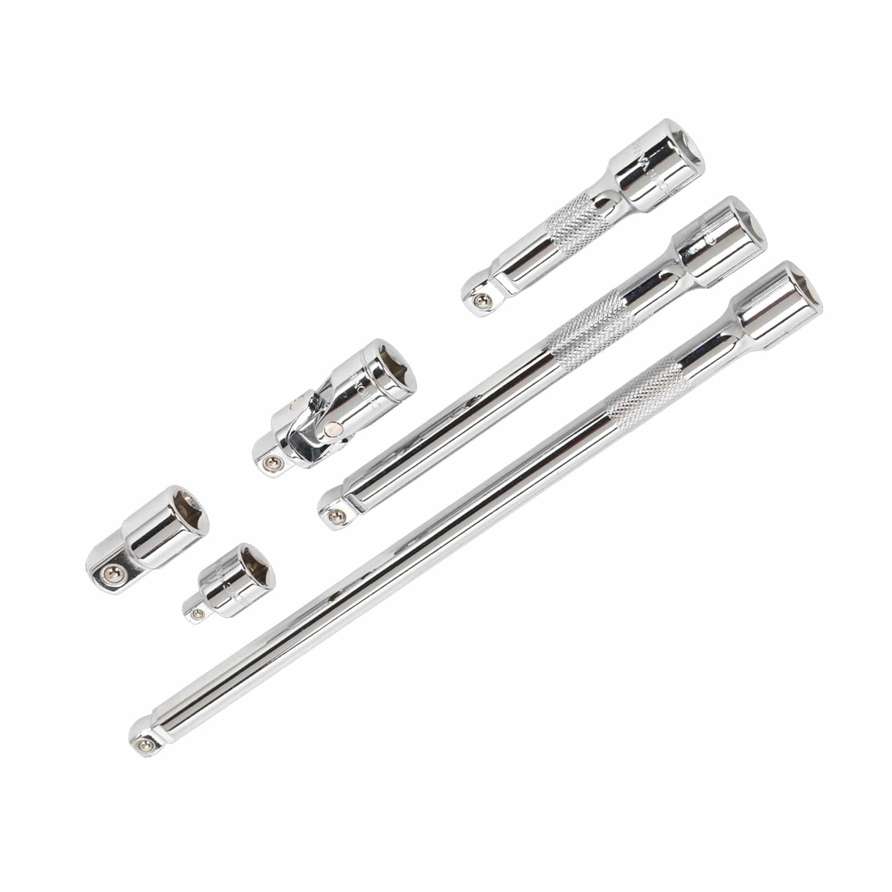 Sealey Wobble/Rigid Extension Bar, Adaptor & UJ Set 6pc 3/8"Sq Dr