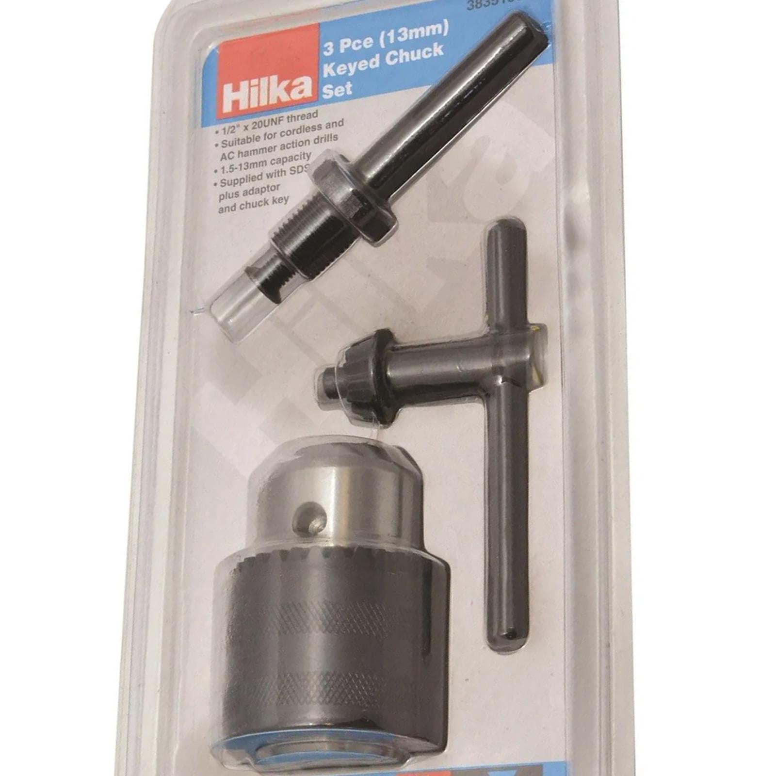 13mm 1/2" UNF Drill Chuck with SDS Shaft Adaptor and Chuck Key by Hilka