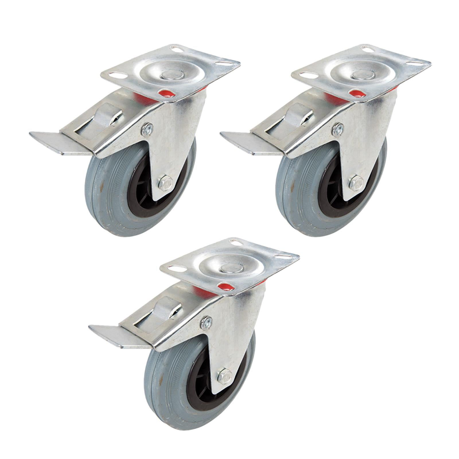 Heavy Duty Swivel Rubber Castor Caster Wheels Cart Wheel 125mm 3 PC